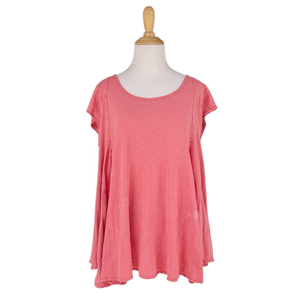 WE THE FREE Sylvia Oversized Worn-In Linen Swing Tee w/ Bleach Spots Size XS